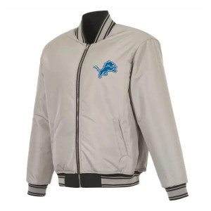 Detroit Lions Black/Gray Full-Zip Reversible Flight Jacket
