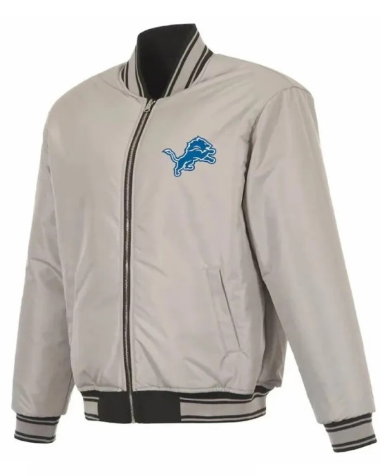 Detroit Lions Black/Gray Full-Zip Reversible Flight Jacket
