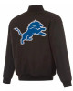 Detroit Lions Black/Gray Full-Zip Reversible Flight Jacket