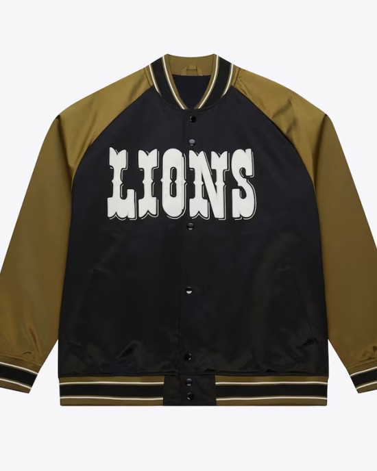 Detroit Lions Black/Olive Satin Double Clutch Jacket