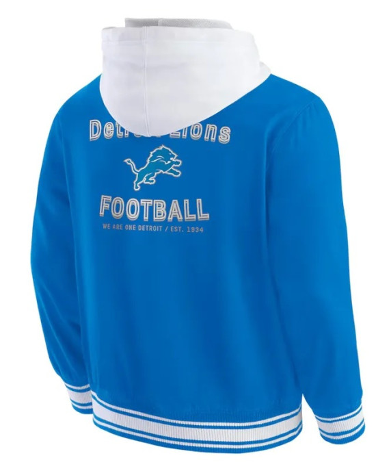Detroit Lions Blue Cotton Hooded Jacket