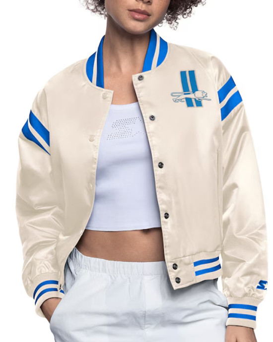 Detroit Lions Cream Full Count Satin Jacket Detroit Lions Cream Full Count Satin Jacket
