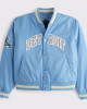 Detroit Lions Light Blue Varsity Bomber Satin Jacket