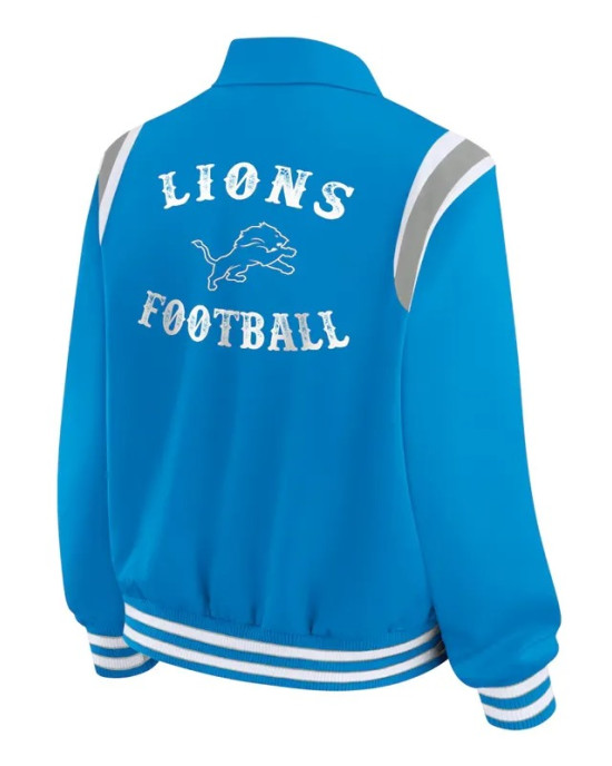 Detroit Lions Lightweight Blue Varsity Satin Jacket