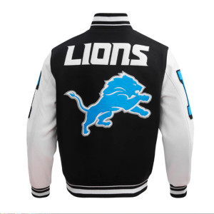Detroit Lions Mashup Rib Varsity Wool/Leather Jacket