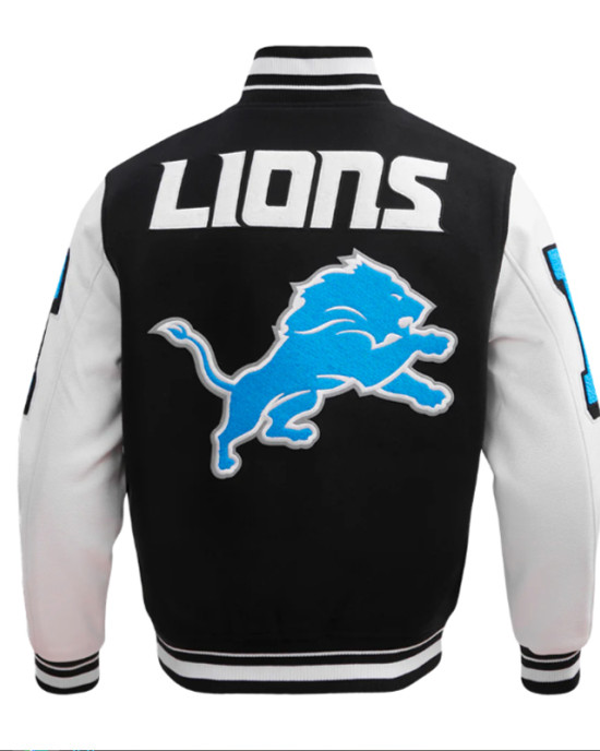 Detroit Lions Mashup Rib Varsity Wool/Leather Jacket Detroit Lions Mashup Rib Varsity Wool/Leather Jacket