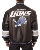 Detroit Lions Striped Varsity Black Leather Jacket