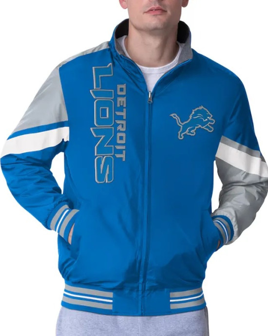 Detroit Lions Strong Arm Blue Full-Zip Jacket Detroit Lions Strong Arm Blue Full-Zip Jacket