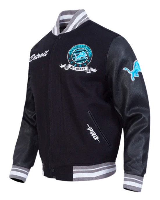 Detroit Lions Team Badge Classic Rib Varsity Jacket