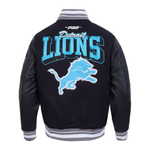 Detroit Lions Team Badge Classic Rib Varsity Jacket
