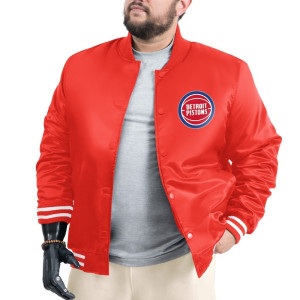 Detroit Pistons Adaptive Bold Logo Varsity Satin Jacket