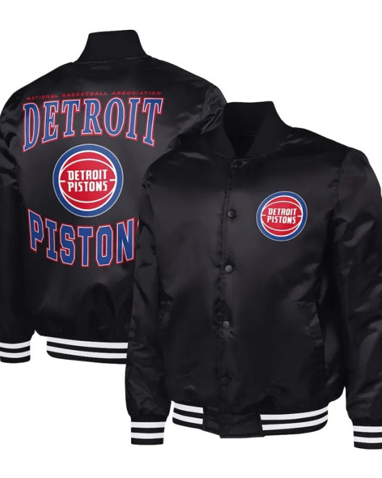 Detroit Pistons Adaptive Bold Logo Varsity Satin Jacket