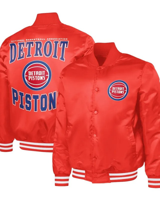 Detroit Pistons Adaptive Bold Logo Varsity Satin Jacket