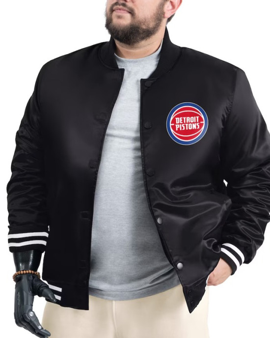 Detroit Pistons Adaptive Bold Logo Varsity Satin Jacket