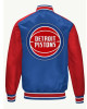 Detroit Pistons Blue and Red Varsity Satin Jacket