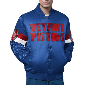 Detroit Pistons Triple Option Full-Snap Varsity Satin Jacket