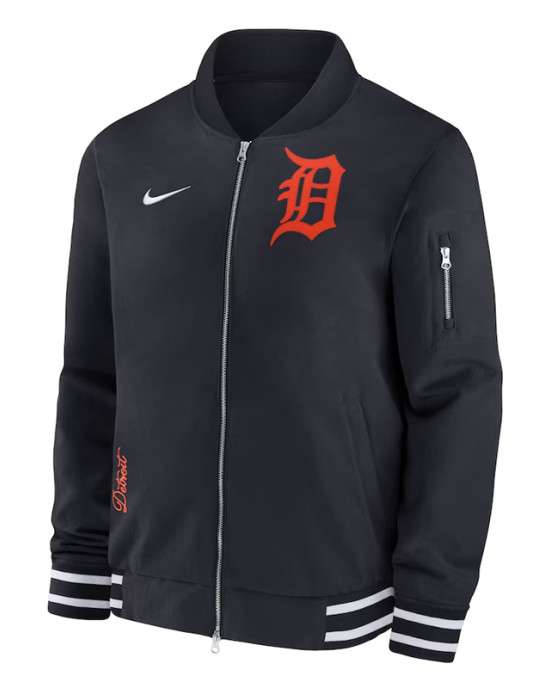 Detroit Tigers Black Bomber Full-Zip Jacket Detroit Tigers Black Bomber Full-Zip Jacket