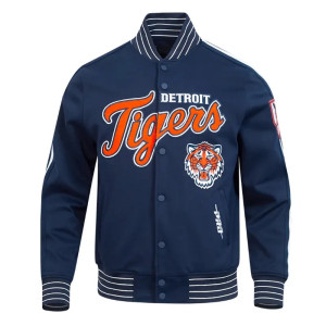  Detroit Tigers Current Logo Game Day Navy Double Knit Full-Snap Jacket