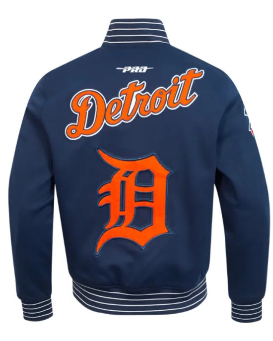 Detroit Tigers Current Logo Game Day Navy Double Knit Full-Snap Jacket Detroit Tigers Current Logo Game Day Navy Double Knit Full-Snap Jacket