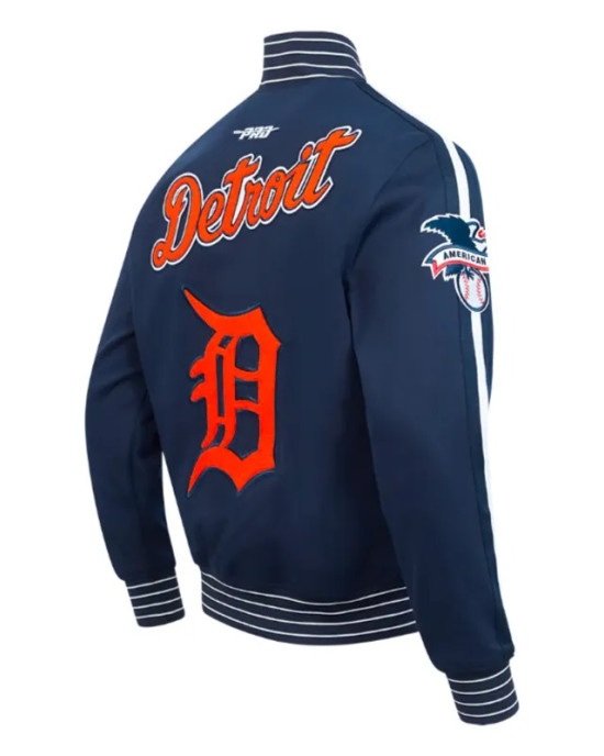 Detroit Tigers Current Logo Game Day Navy Double Knit Full-Snap Jacket Detroit Tigers Current Logo Game Day Navy Double Knit Full-Snap Jacket