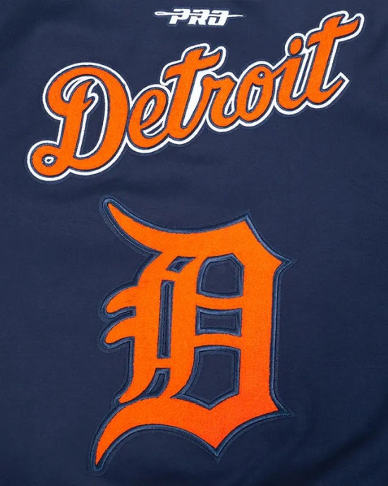 Detroit Tigers Current Logo Game Day Navy Double Knit Full-Snap Jacket Detroit Tigers Current Logo Game Day Navy Double Knit Full-Snap Jacket