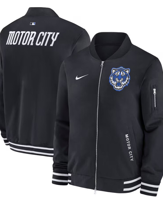 Detroit Tigers Motor City Black Bomber Full-Zip Jacket