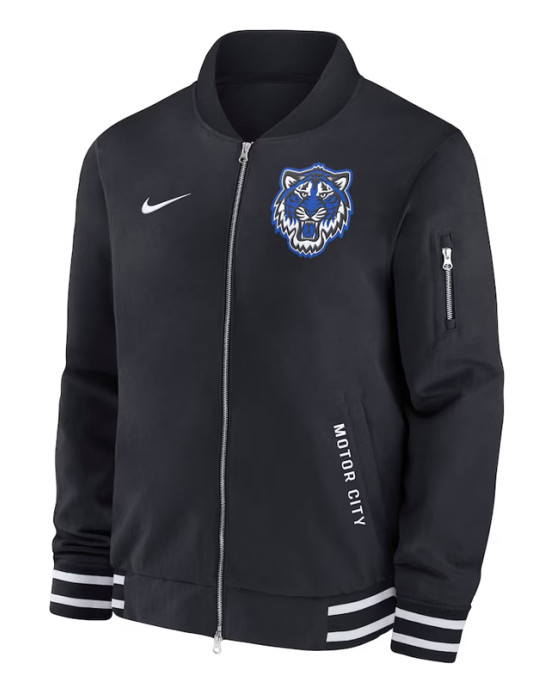 Detroit Tigers Motor City Black Bomber Full-Zip Jacket
