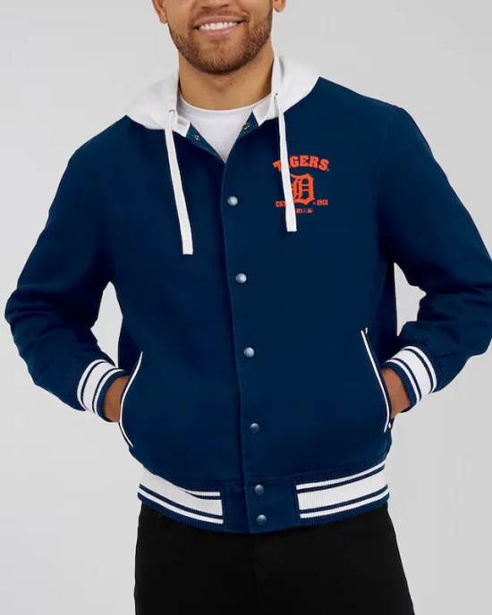 Detroit Tigers Navy Cotton Hooded Jacket