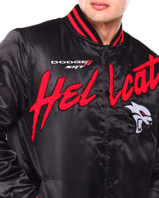 Dodge Hellcat Flame Varsity Satin Jacket Dodge Hellcat Flame Varsity Satin Jacket