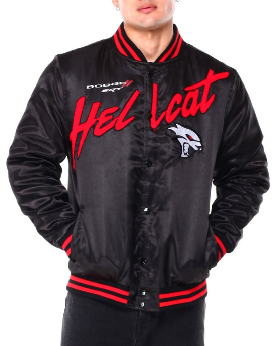 Dodge Hellcat Flame Varsity Satin Jacket Dodge Hellcat Flame Varsity Satin Jacket