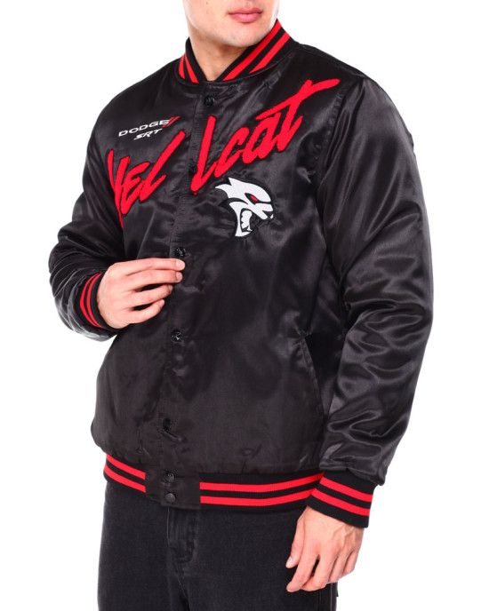Dodge Hellcat Flame Varsity Satin Jacket Dodge Hellcat Flame Varsity Satin Jacket