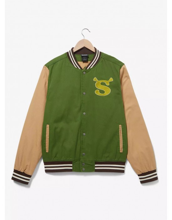 DreamWorks Shrek Logo Green Varsity Jacket