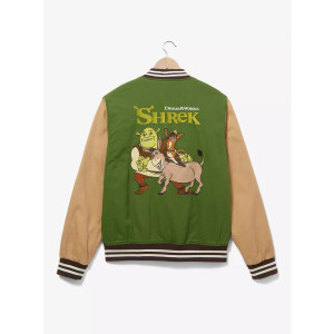 DreamWorks Shrek Logo Green Varsity Jacket