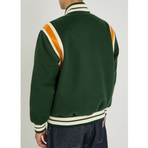 Drippy Icecream Teddy Varsity Green Wool Jacket