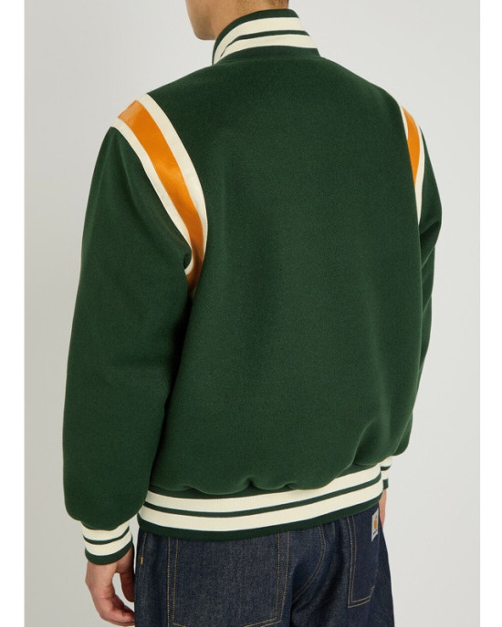 Drippy Icecream Teddy Varsity Green Wool Jacket