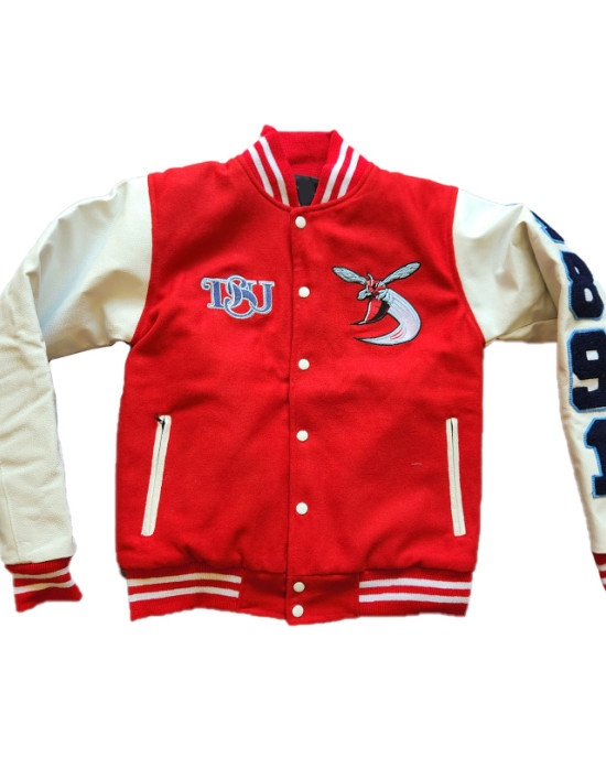 DSU 22 Red and Off White Varsity Jacket