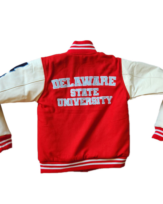 DSU 22 Red and Off White Varsity Jacket