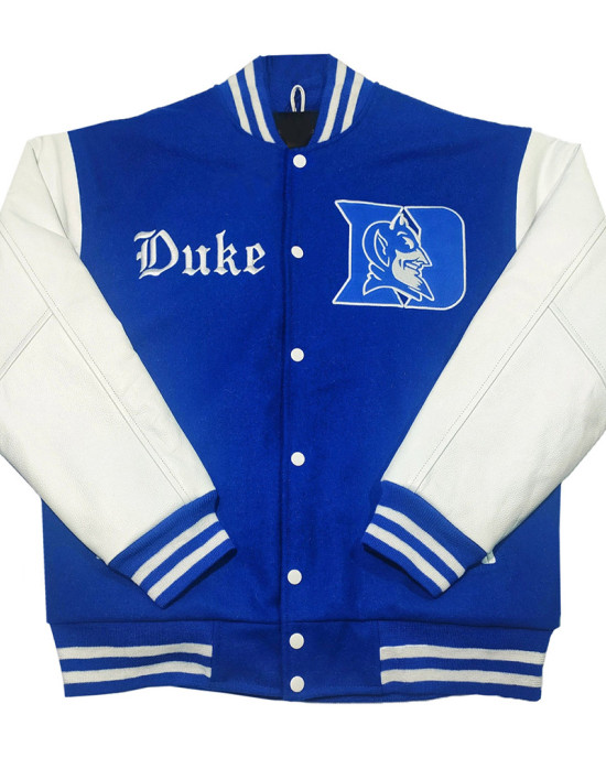 Duke Blue Devils Royal and White Varsity Jacket Duke Blue Devils Royal and White Varsity Jacket