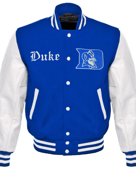 Duke Blue Devils Royal and White Varsity Jacket Duke Blue Devils Royal and White Varsity Jacket