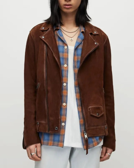 Dylan Brady Tell Me Everything Tommy Suede Brown Leather Jacket