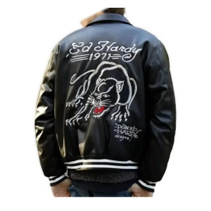 Ed Hardy Real Leather Jacket - Stylish and Authentic Men's Outerwear