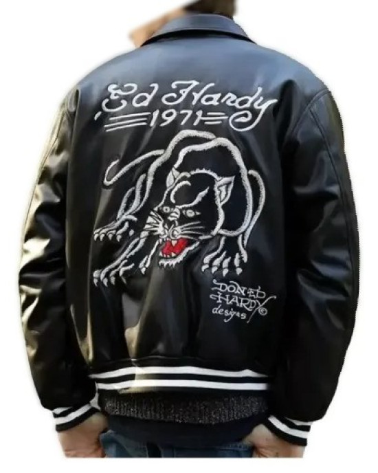 Ed Hardy Real Leather Jacket - Stylish and Authentic Men's Outerwear