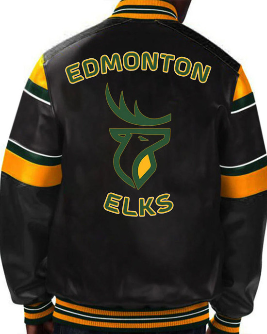 Edmonton Elks Striped Black Leather Jacket Edmonton Elks Striped Black Leather Jacket