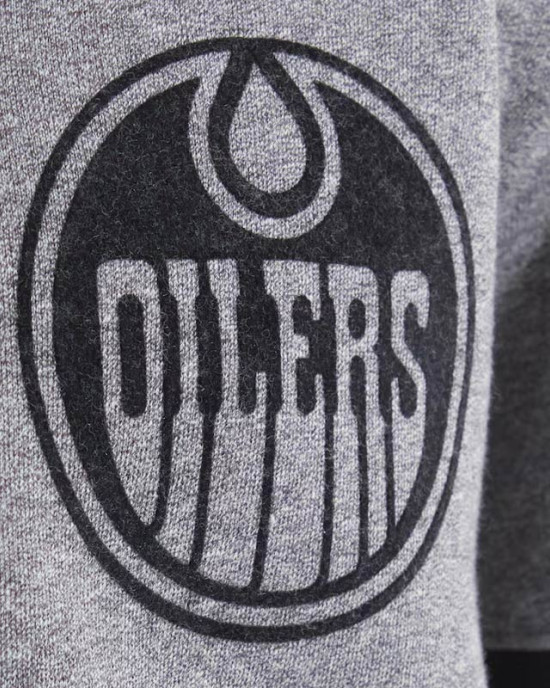 Edmonton Oilers Heather Gray Striped Fleece Jacket