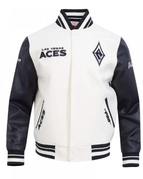 Eggshell/Black Retro Las Vegas Aces Classics Rib Varsity Jacket Eggshell/Black Retro Las Vegas Aces Classics Rib Varsity Jacket