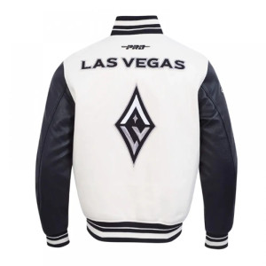 Eggshell/Black Retro Las Vegas Aces Classics Rib Varsity Jacket