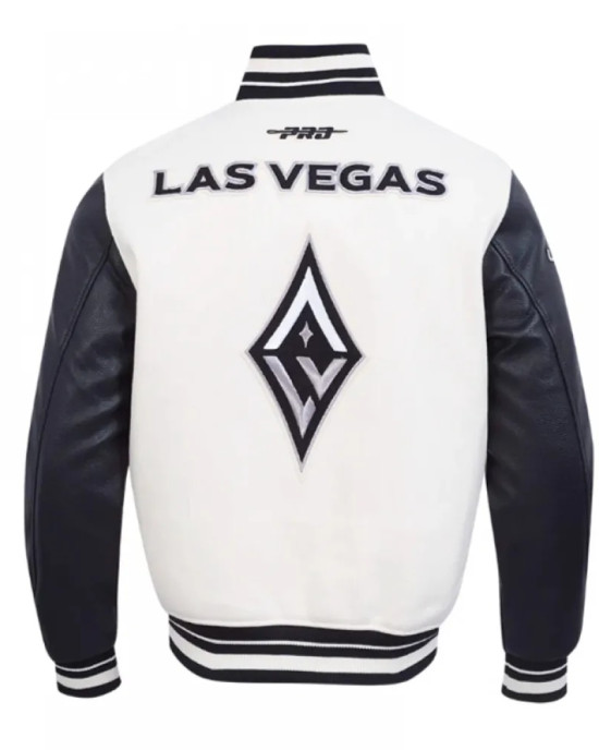 Eggshell/Black Retro Las Vegas Aces Classics Rib Varsity Jacket Eggshell/Black Retro Las Vegas Aces Classics Rib Varsity Jacket