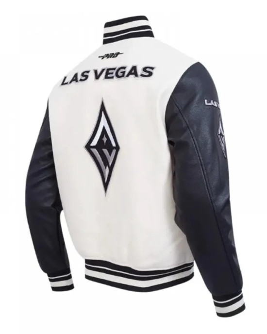 Eggshell/Black Retro Las Vegas Aces Classics Rib Varsity Jacket Eggshell/Black Retro Las Vegas Aces Classics Rib Varsity Jacket