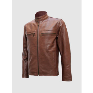 Elegant Brown Fashion Leather Jacket for Men