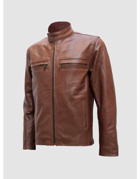 Elegant Brown Fashion Leather Jacket for Men